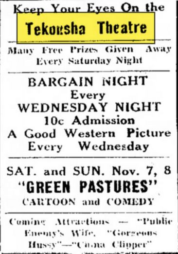 Nov 05 1936 article Riviera Theater, Tekonsha